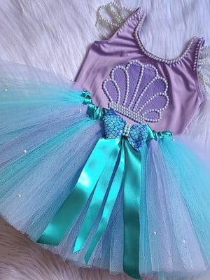 Vestido de sereia fantasia ariel roupa de sereia infantil