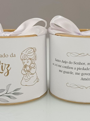 Lembrança batizado tubolata 6x5cm com laço