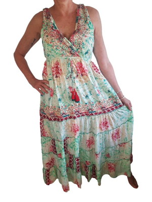 Vestido indiana boho em seda