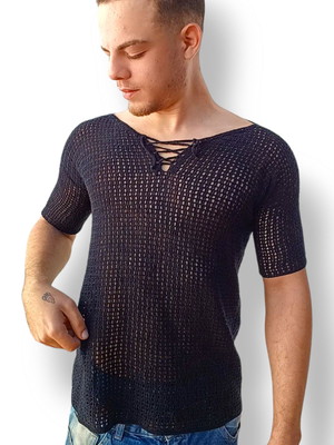 Camisa em crochê masculina