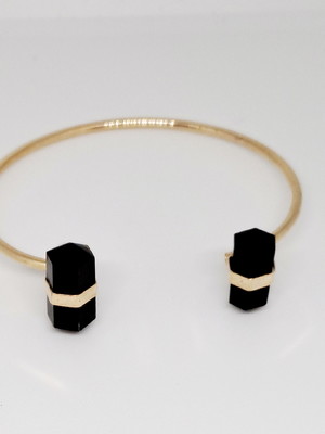 Bracelete ônix dourado