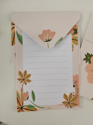 Papel de carta com envelope- 4 unid - floreou