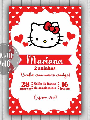 Convite hello kitty impresso