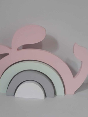 Arco íris baleia decoração mdf