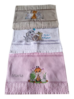 Kit c/3 toalhas lavabo personalizada bordada safari com nome