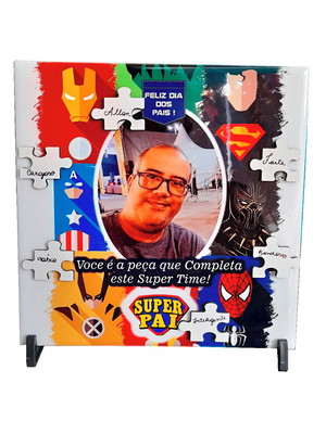 Porta retrato azulejo heróis dia dos pais exclusivo