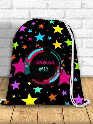 Mochila saco personalizada lembrancinha neon