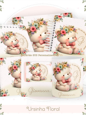 Ursinha floral-combo maternidade+cartão sus 2907