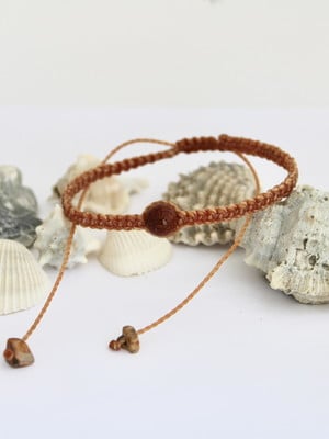 Mix de 5 pulseiras ajustáveis de macrame e pedra natural