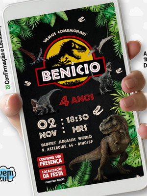 Convite jurassic park digital interativo