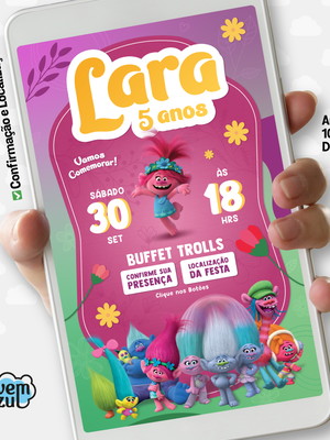 Convite trolls digital interativo