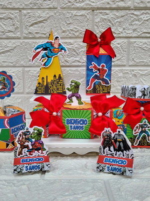 Kit 75 peças lembrancinhas personalizadas super herois