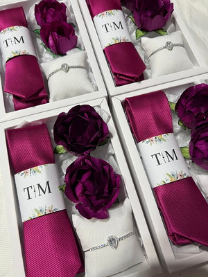 Kit padrinhos de casamento fucsia