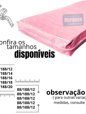 Capa impermeável colchão solteiro zíper - rosa bebê