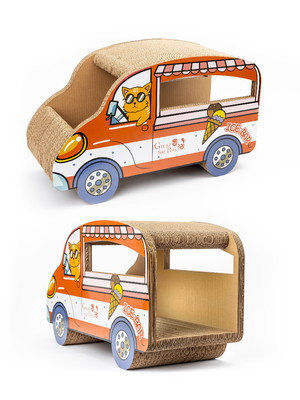 Brinquedo arranhador casinha para gato caminhão de sorvete