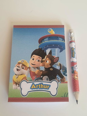 Kit bloquinho com mini lápis patrulha canina