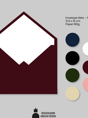 Convite casamento - convite reto + envelope (com forração)