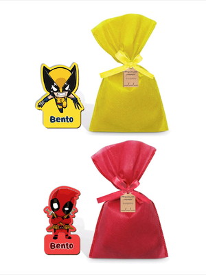 Imã deadpool e wolwerine cute em mdf saquinho e tag