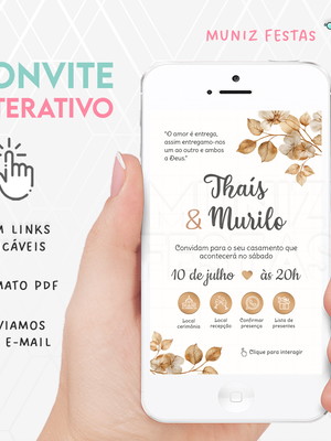 Convite digital interativo casamento dourado