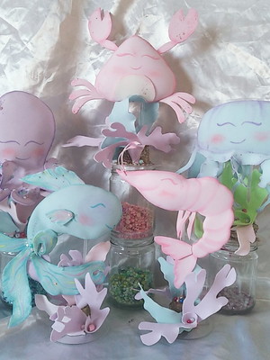 Fundo do mar kit com 12 personagens