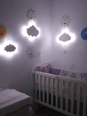 Nuvem com iluminação de luz de led quarto de bebe kit pmg