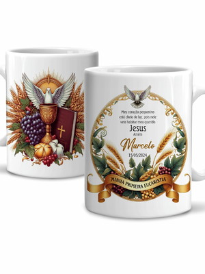 Caneca minha primeira eucaristia com nome e data modelo 9