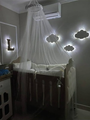 Trio de nuvem pmg com luz led mais luminaria letra com led