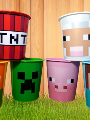 Balde de pipoca minecraft kit com 20 und
