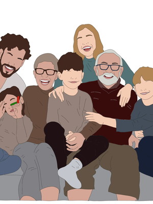 Ilustração digital personalizada família