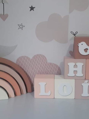 Kit 8 cubos com arco íris tons terra mdf