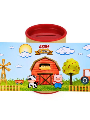 Adesivo fazendinha vermelha para cofrinho personalizado