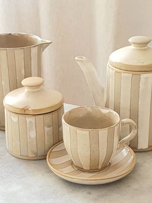 Conjunto de café m em cerâmica artesanal