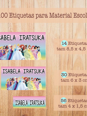 Kit adesivo material escolar princesas