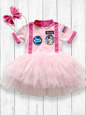 Vestido fantasia astronauta menina com nome e idade