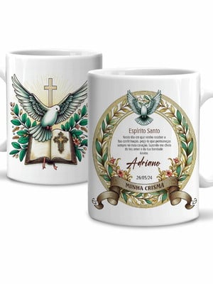 Caneca minha crisma com nome e data cerâmica 325ml modelo 7