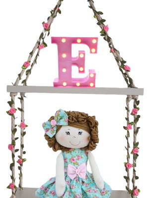 Prateleira balanço suspensa 2 andares madeira mdf decora