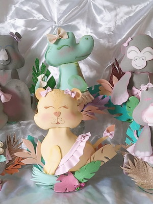 Safari menina kit com 12 personagens