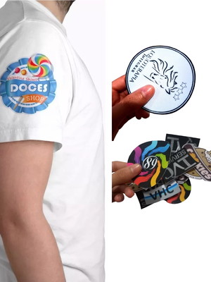 50 apliques etiqueta termocolante 5cm personalizado sua logo