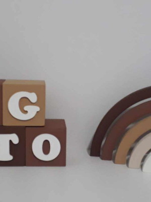 Kit 8 cubos com arco íris tons terra mdf