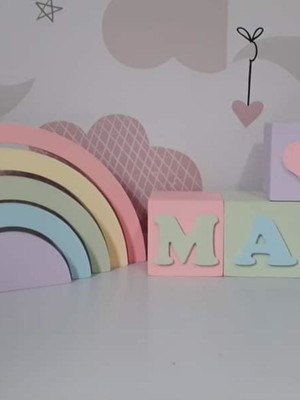 Kit 5 cubos com arco íris candy mdf