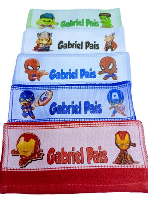 Kit 5 toalhinhas de mão personalizada heróis baby e nome