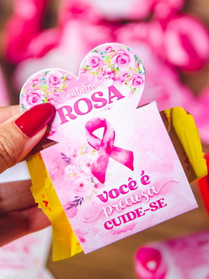 Porta bombom com bombom- outubro rosa