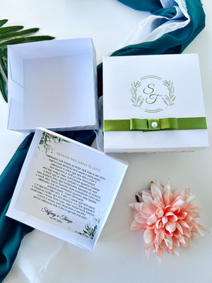 9 caixas para padrinhos casamento verde oliva 13x13x5