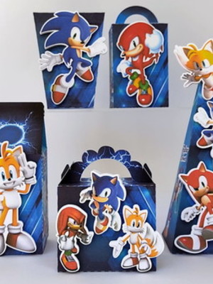 Kit festa: 60 lembrancinhas pegue e monte sonic e amigos