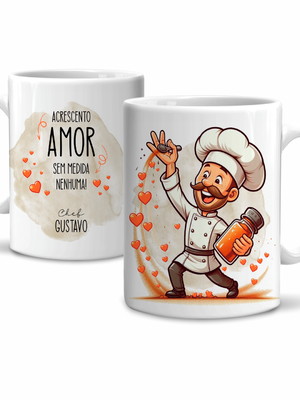Caneca chef cozinheiro personalizada com nome modelo 7