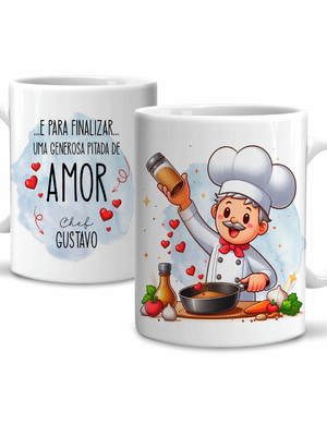 Caneca chef cozinheiro personalizada com nome modelo 8