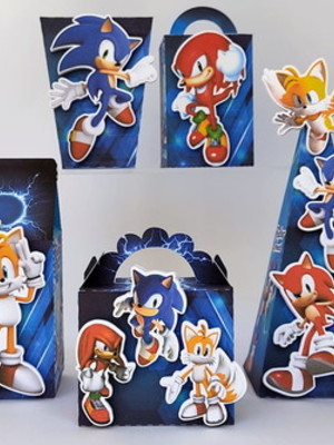 Kit festa: 50 lembrancinhas personalizadas sonic e amigos