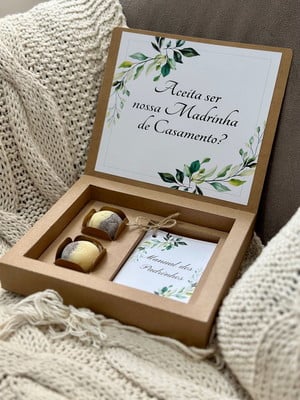 Caixa convite para padrinhos de casamento personalizada