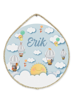 Porta maternidade balões safari quarto infantil de bebê pm34