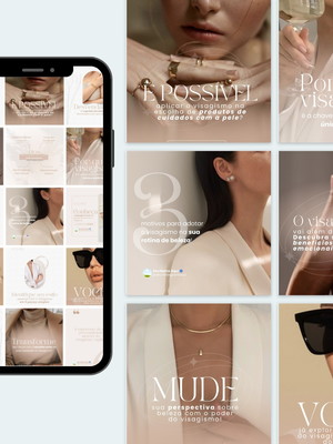 Pack canva visagismo editável minimalista com legendas